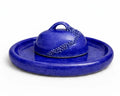 Cobalt Beaded Sculpted Ceramic Cloche Serving Set