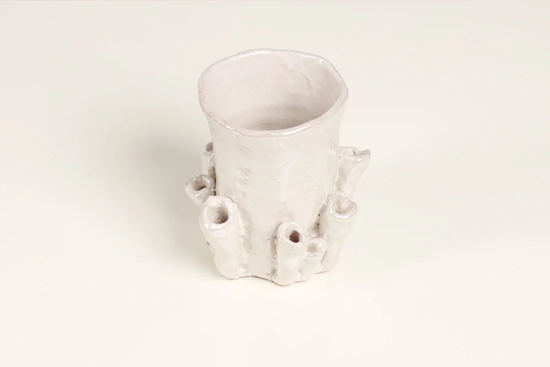 Coral Form Ceramic Serving Cup, Pearlescent Finish