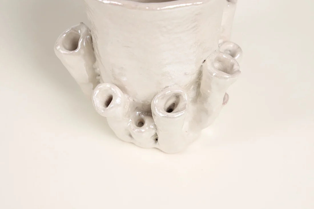 Coral Form Ceramic Serving Cup, Pearlescent Finish