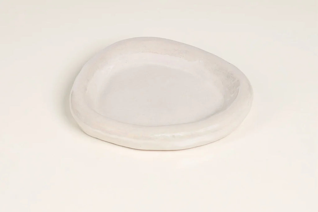 Pearlescent Wavy Ceramic Serving Platter, Organic Ocean Form