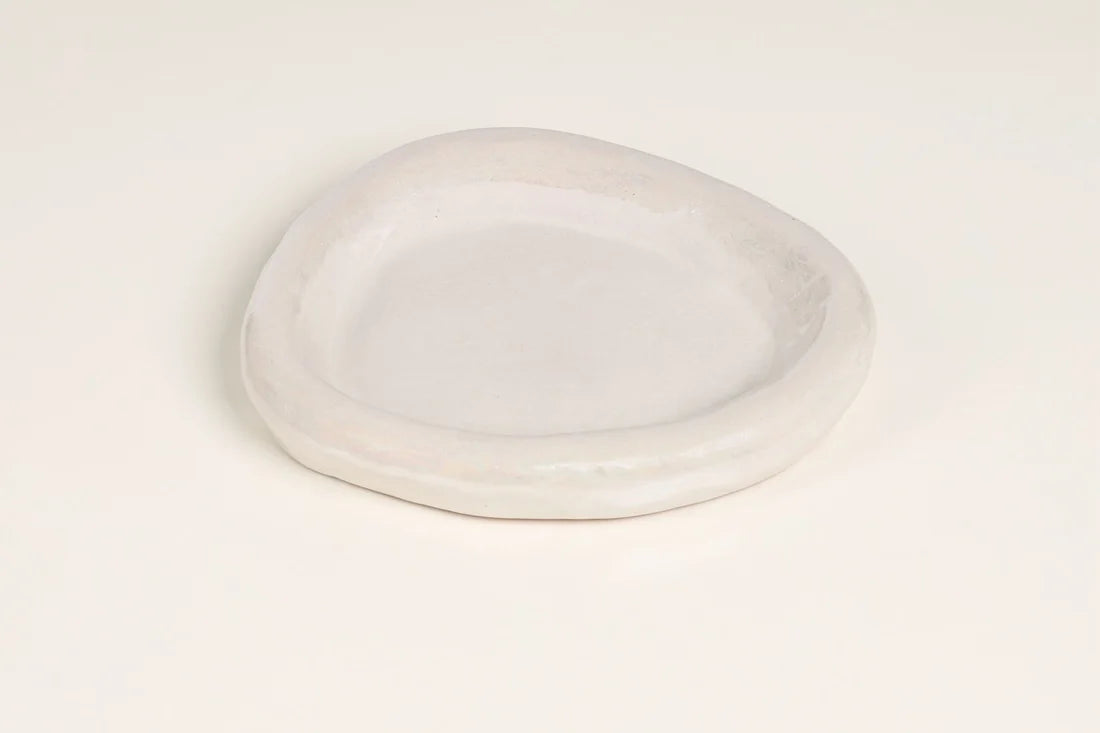 Pearlescent Wavy Ceramic Serving Platter, Organic Ocean Form