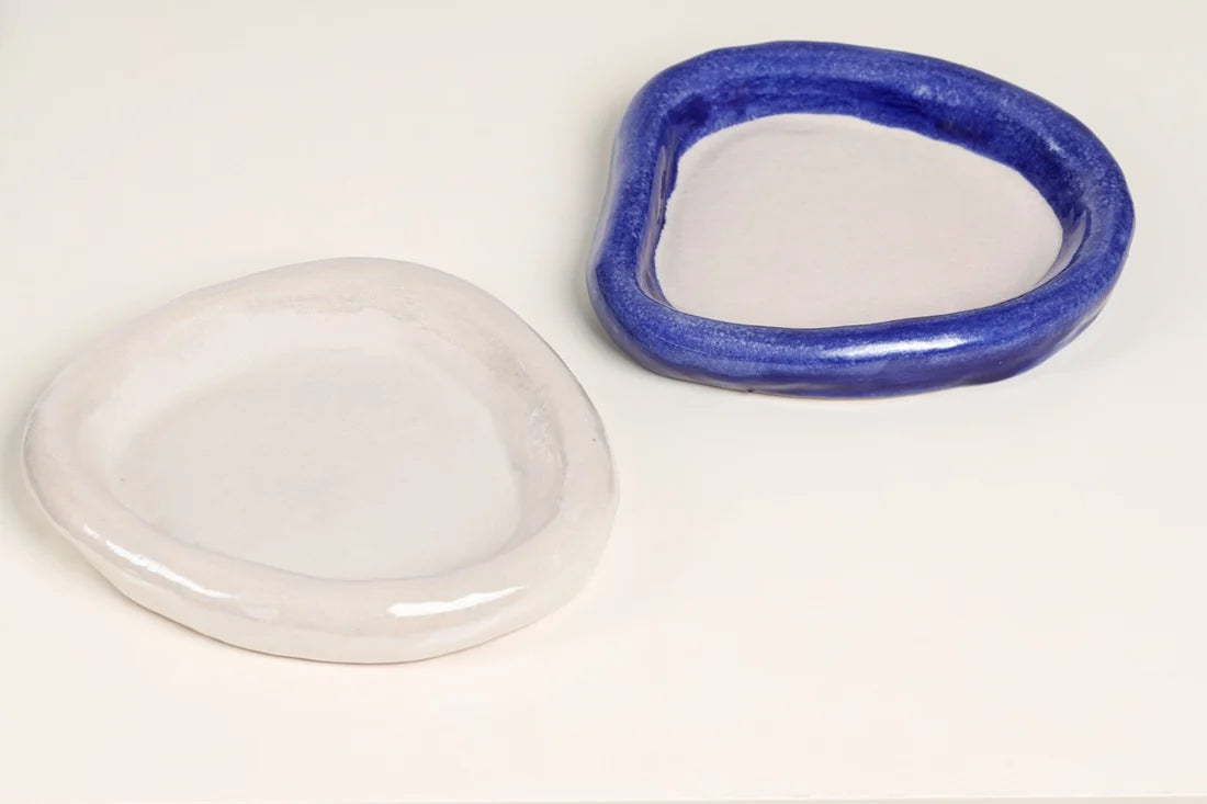 Sculpted Wavy Ceramic Serving Plate, Organic Coastal Shape