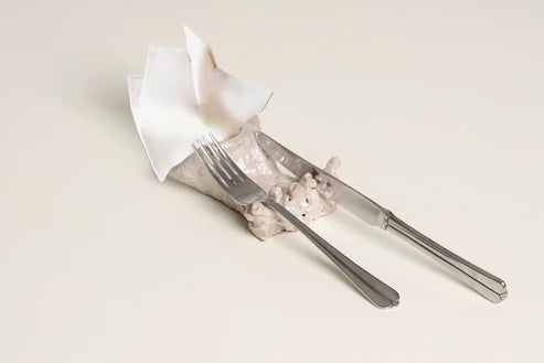 Sculpted Ceramic Napkin & Silverware Holder, Coastal Coral Texture