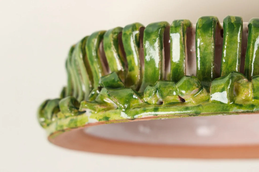 Seaweed Textured Mini Dessert Dish Set, Green Glaze